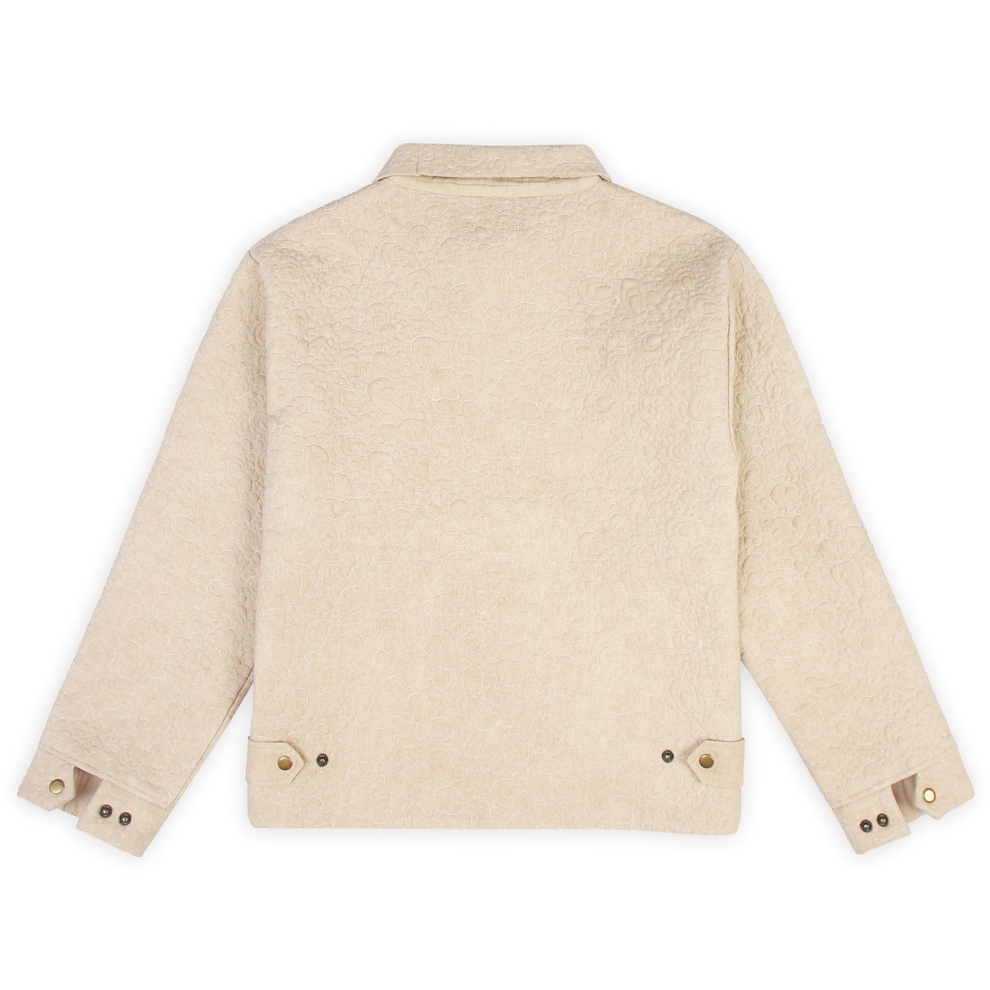 Main: Image of the Drew Unisex Coach 3D Embroidery Jacket in beige, front view Alt texts that
are accompanied with images like “beige drew coach jacket 3d embroidery design” and “unisex
beige cotton quilted jacket 3d embroidery”