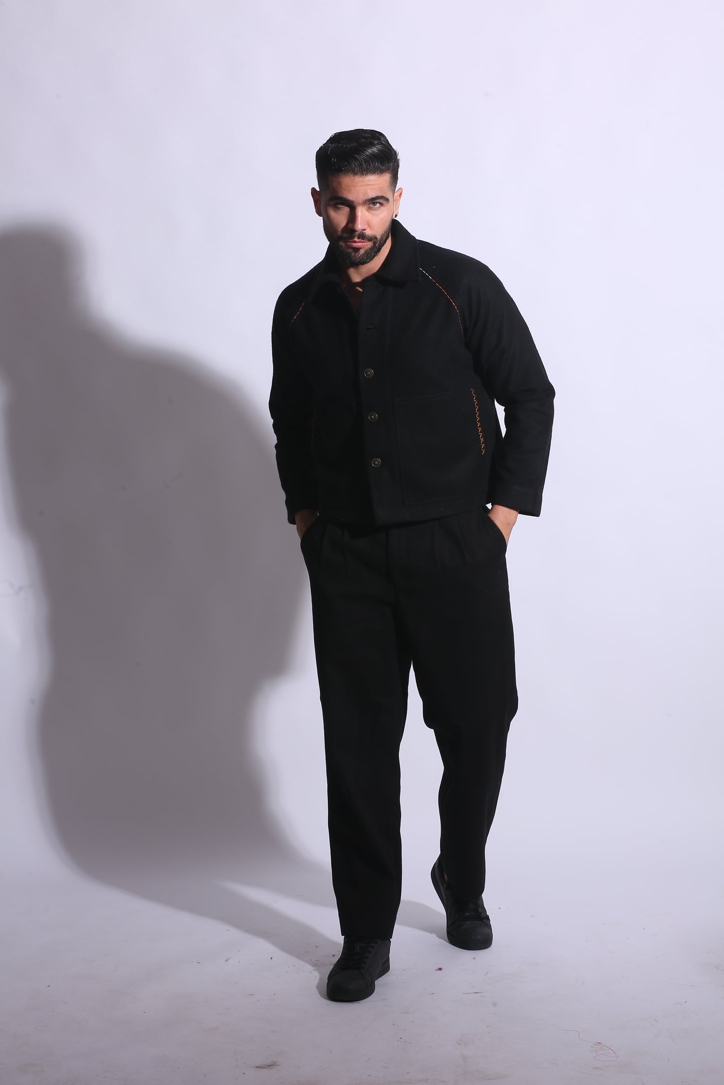 KNOX CONTRAST STITCH JACKET black colour