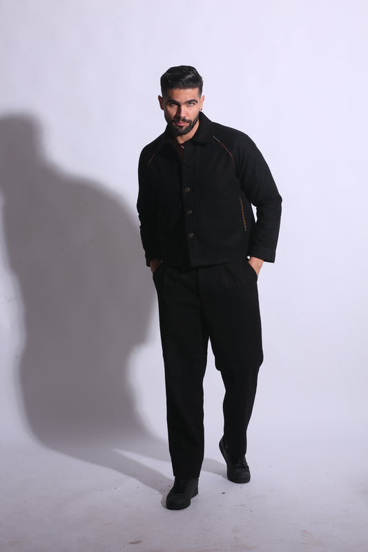 KNOX CONTRAST STITCH JACKET black colour