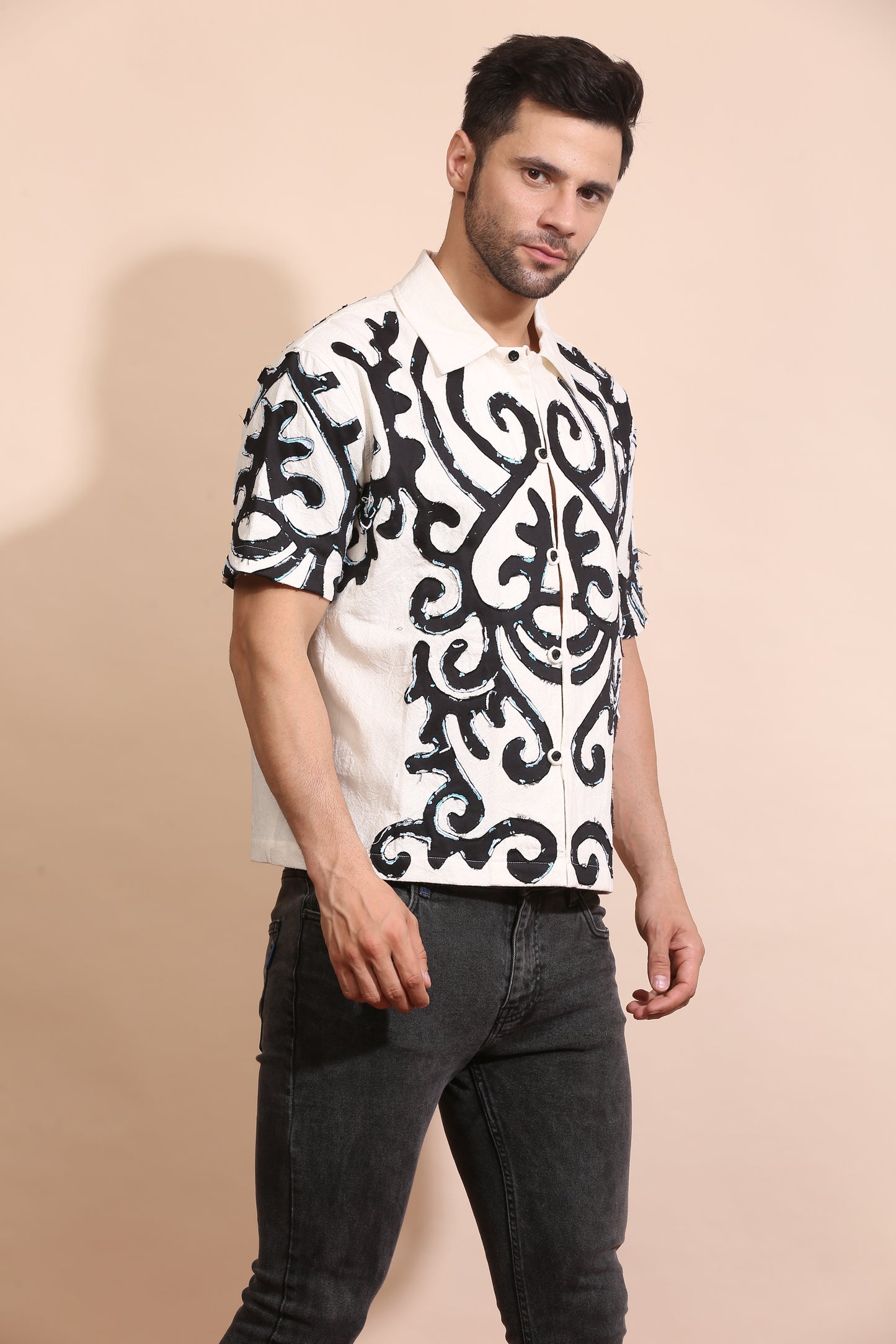 SHYRDAK MOTIF EMBROIDERED SHIRT