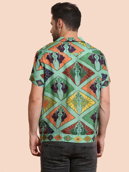 GREEN KOI FLIGHT SILK SHIRT