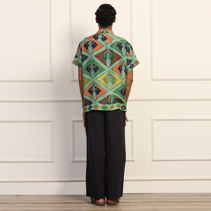 GREEN KOI FLIGHT SILK SHIRT