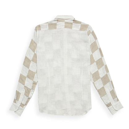 CHECKERBOARD PATCHWORK LINEN SHIRT