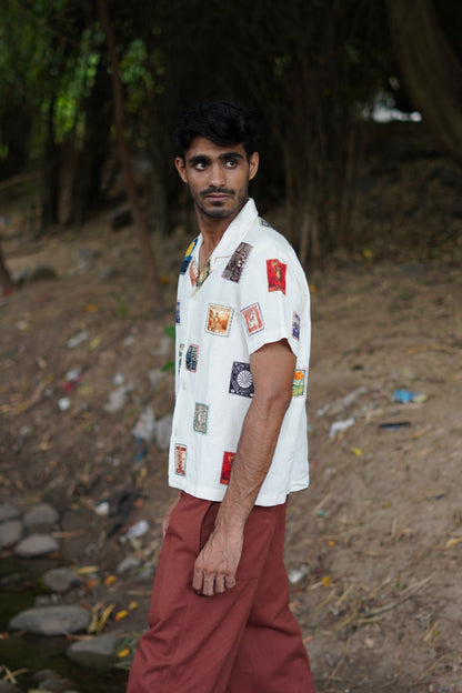 VINTAGE STAMP LINEN SHIRT