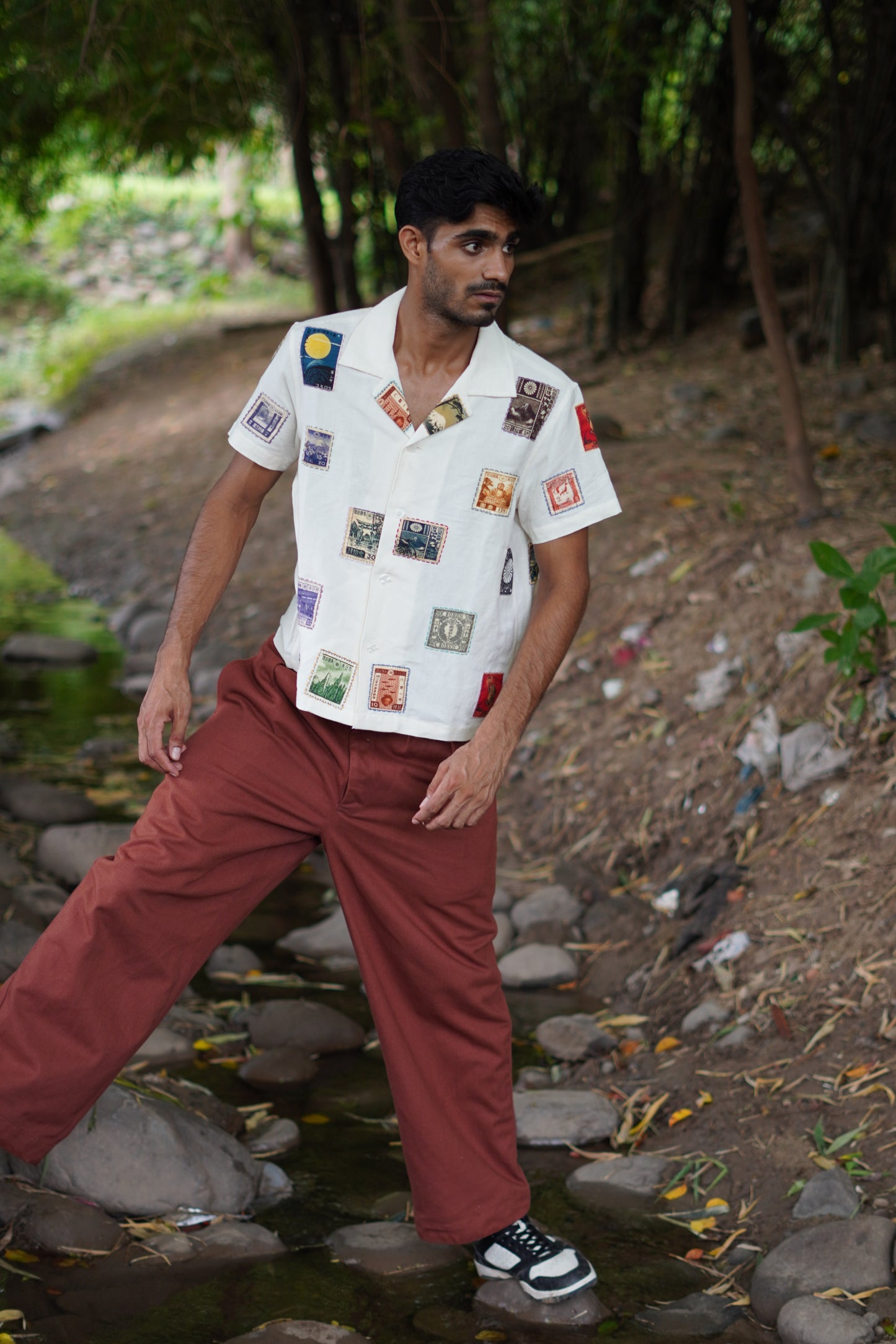 VINTAGE STAMP LINEN SHIRT