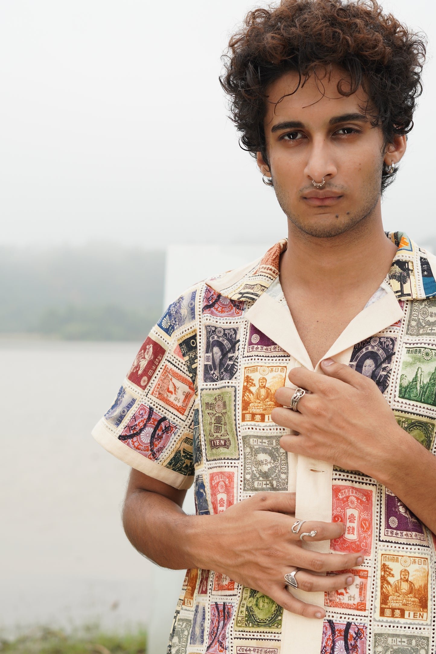 VINTAGE STAMP PATCHWORK SHIRT