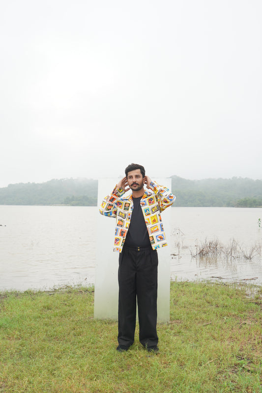 “Patches shacket matchbox inspired patchwork multicolor aurora men” 