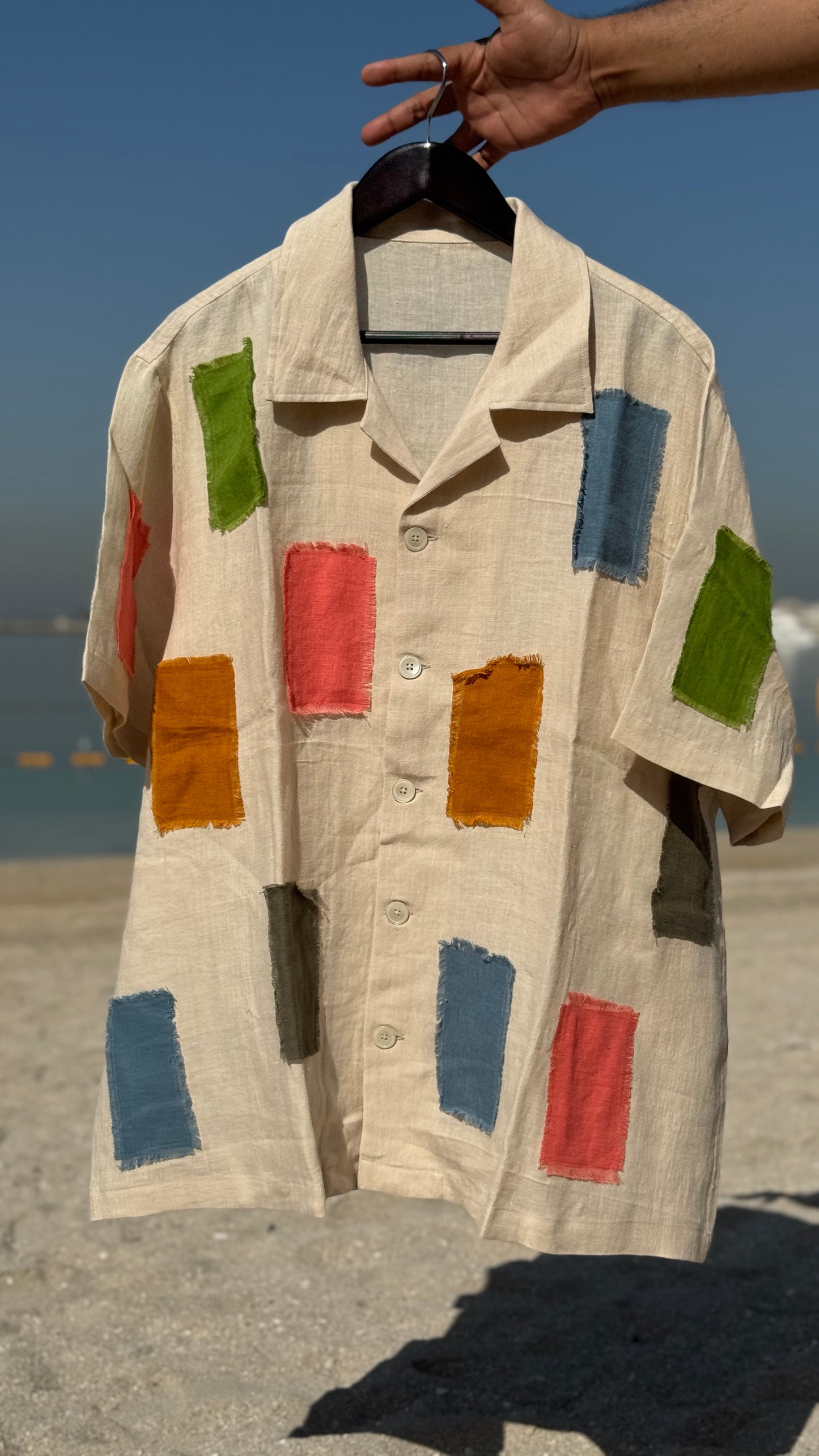 APPLIQUE MULTI PATCH LINEN SHIRT