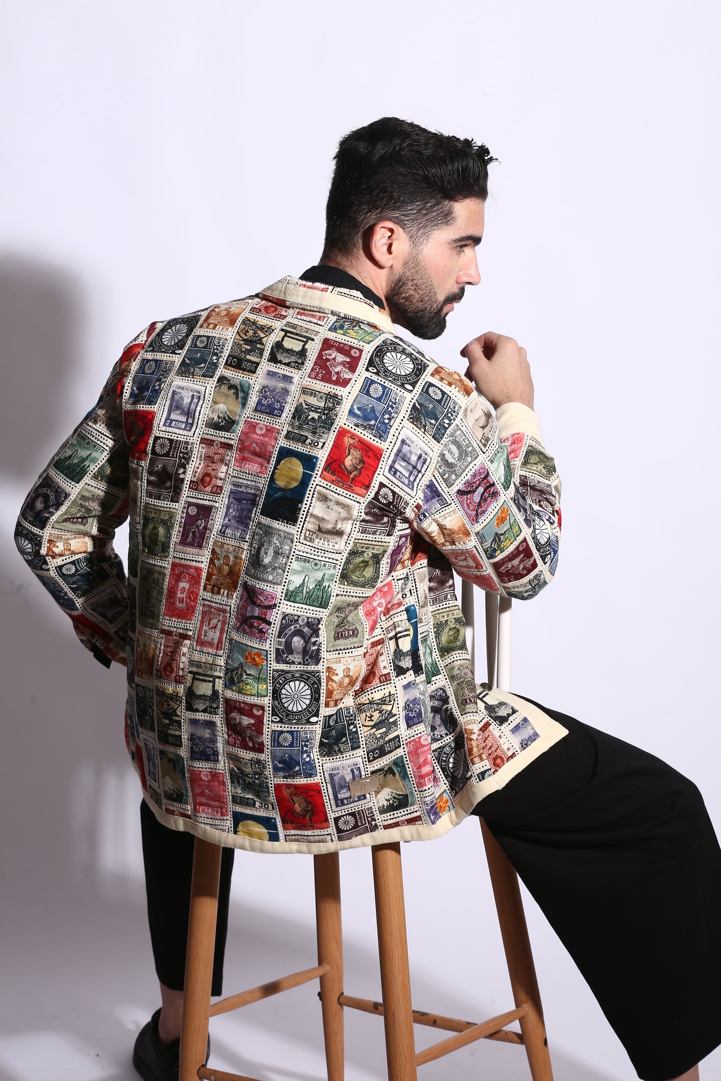 “Lace joinery vintage multicolor patchwork long sleeve shirt 