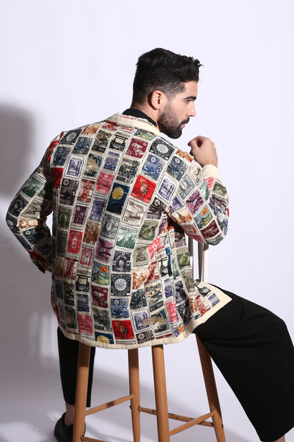 “Lace joinery vintage multicolor patchwork long sleeve shirt 