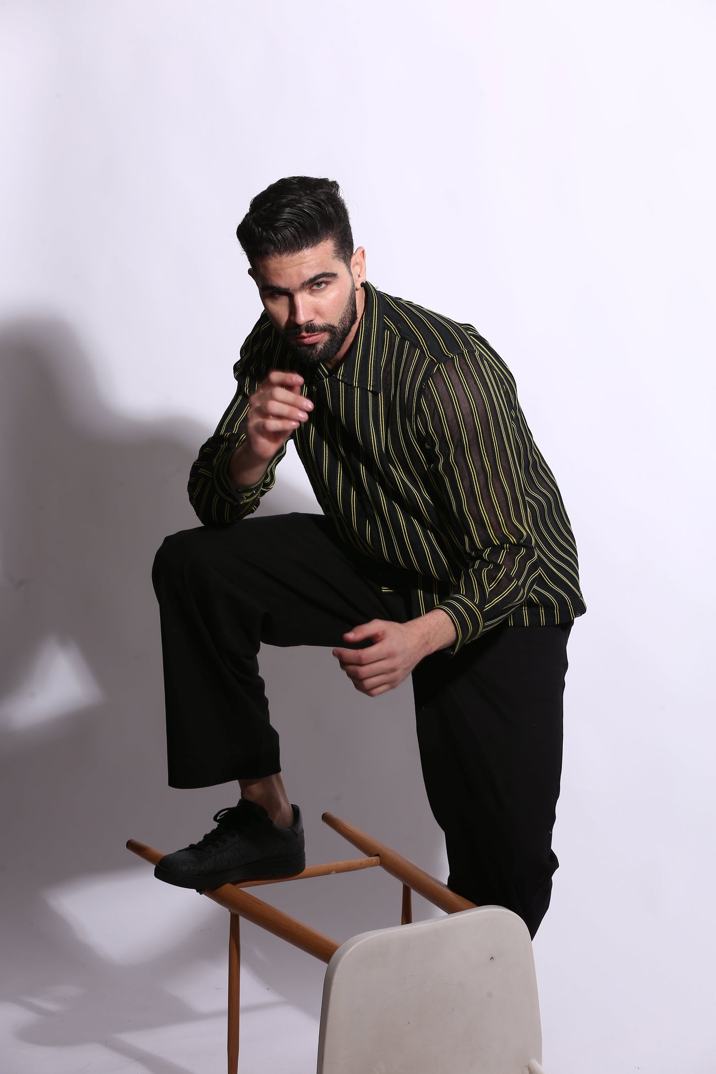  Onyx Stripe Shirt, black cotton eu.