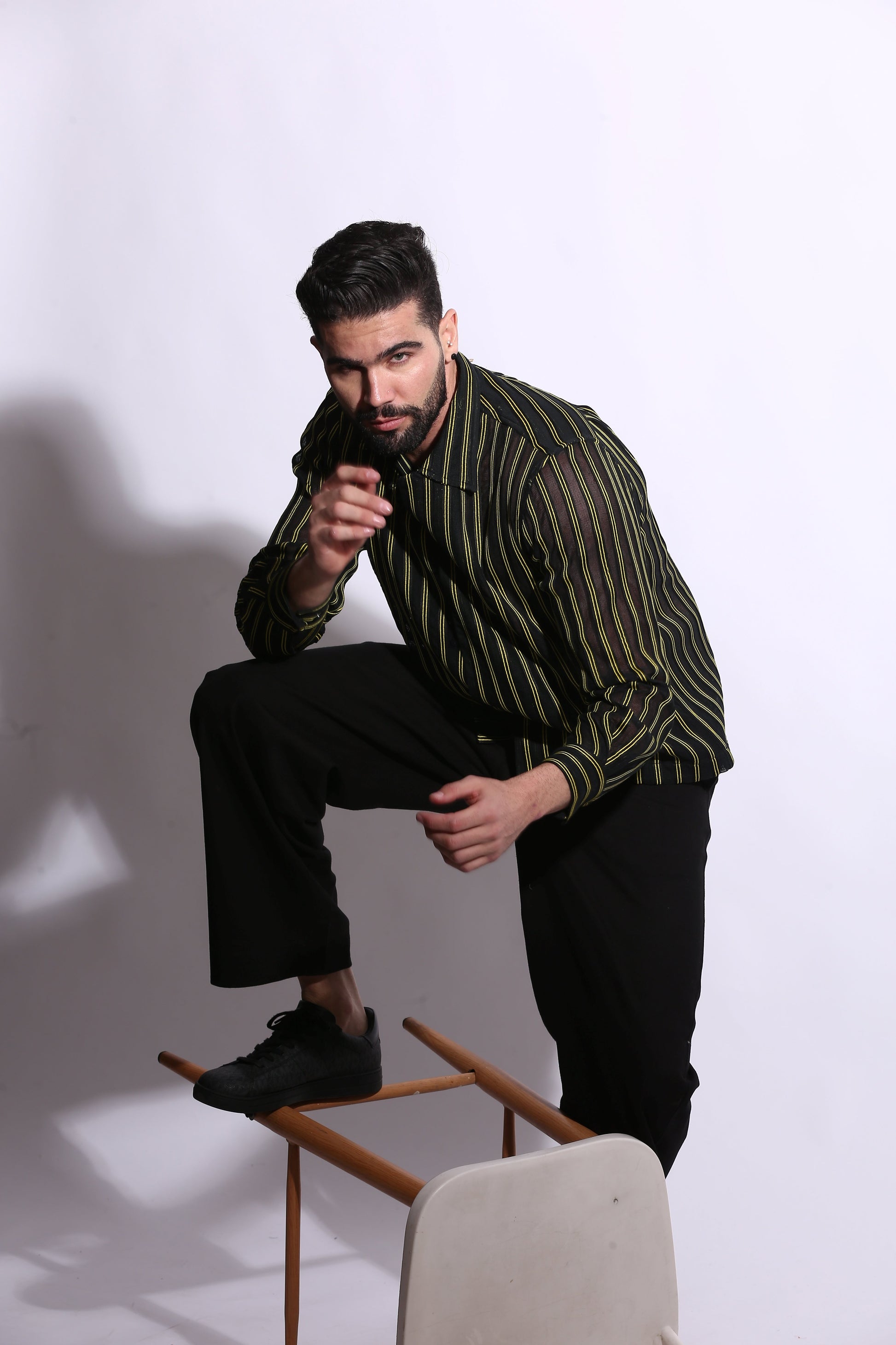  Onyx Stripe Shirt, black cotton eu.