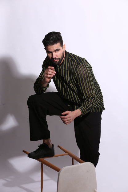  Onyx Stripe Shirt, black cotton eu.