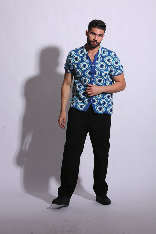 Evil Eye Hand-Crochet Shirt