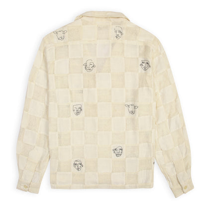 Dark beige patchwork shirt unisex Artful Faces 