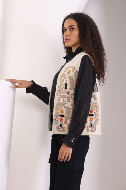 JORDAN WOMEN APPLIQUE EMBROIDERY VEST