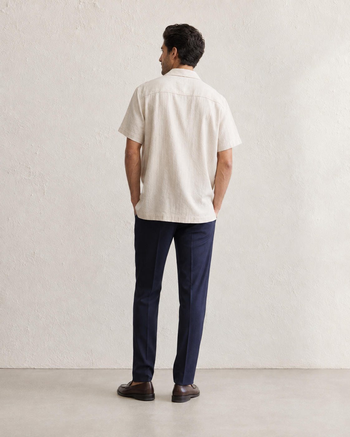 Couching Embroidery Short Sleeve Shirt | Beige