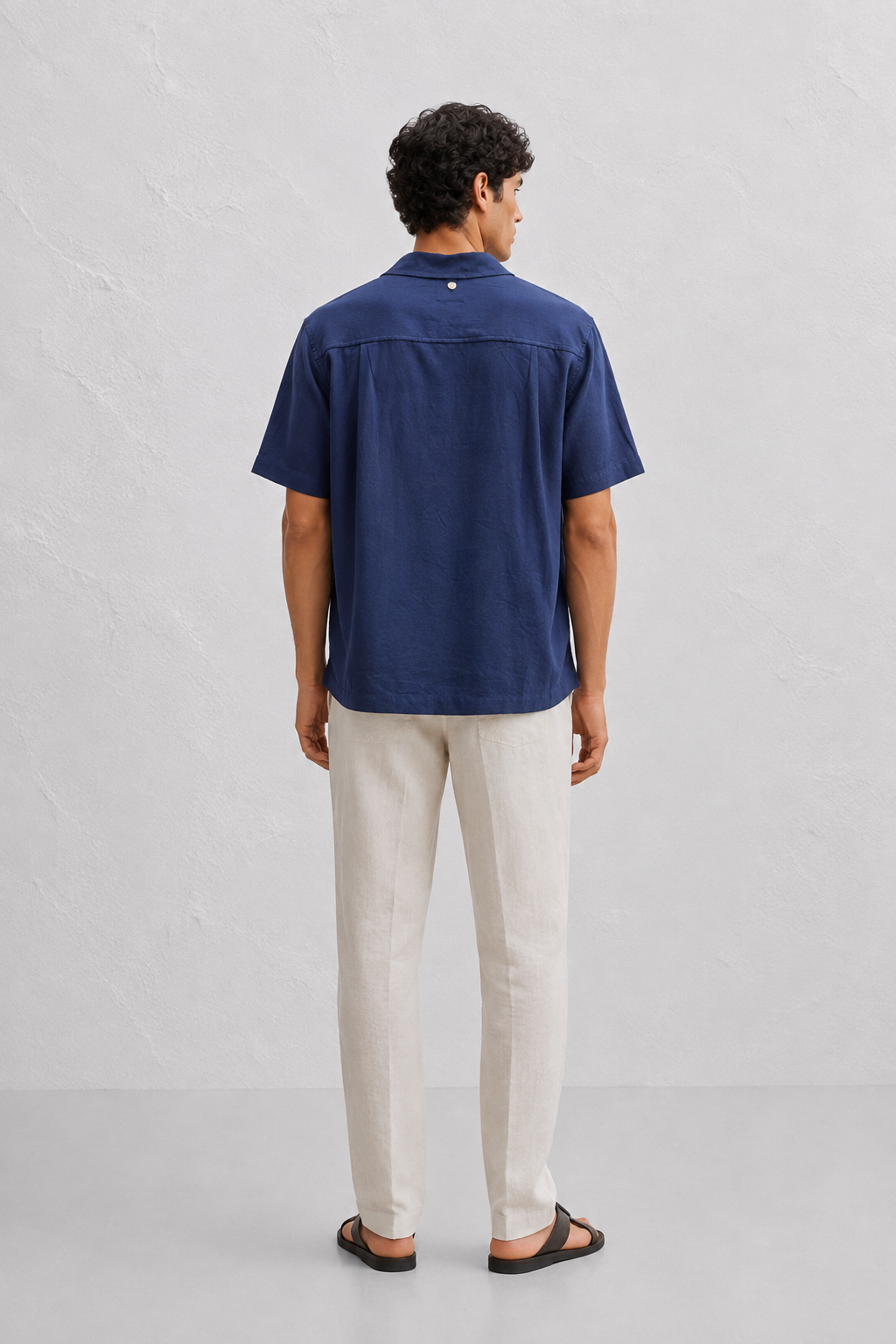 Couching Embroidery Short sleeve Shirt Navy | Premium Viscose Designer Shirt