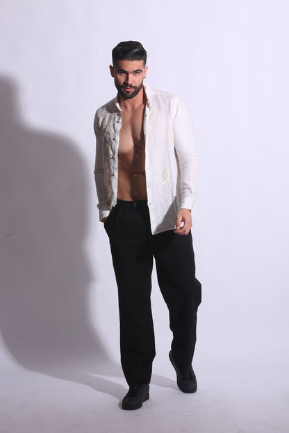 “Embroidered linen Maglia Chic maglia/cotton Breather Premium shirt, Eurostyle. 
