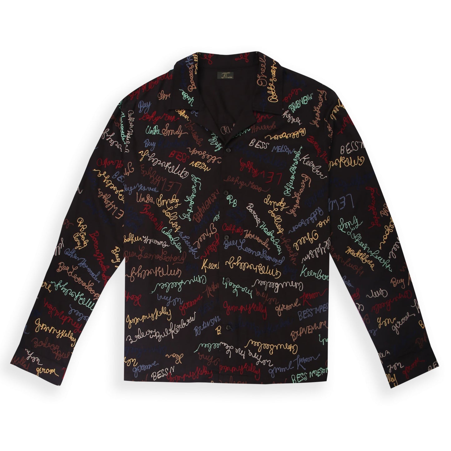 Signature Embroidery Shirt – Black Allover Embroidery Front MainView 