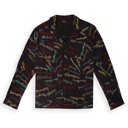 Signature Embroidery Shirt – Black Allover Embroidery Front MainView 