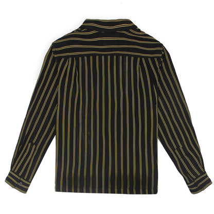 Black cotton onyx stripe shirt for smart casual styling 