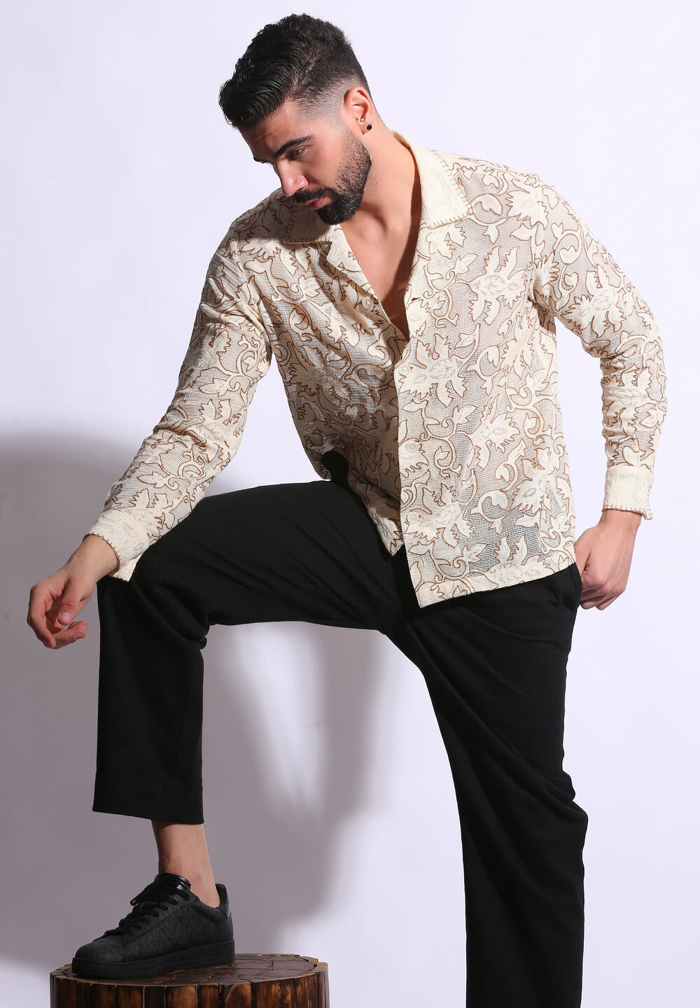 Kashmiri Chain Stitch Sheer Shirt