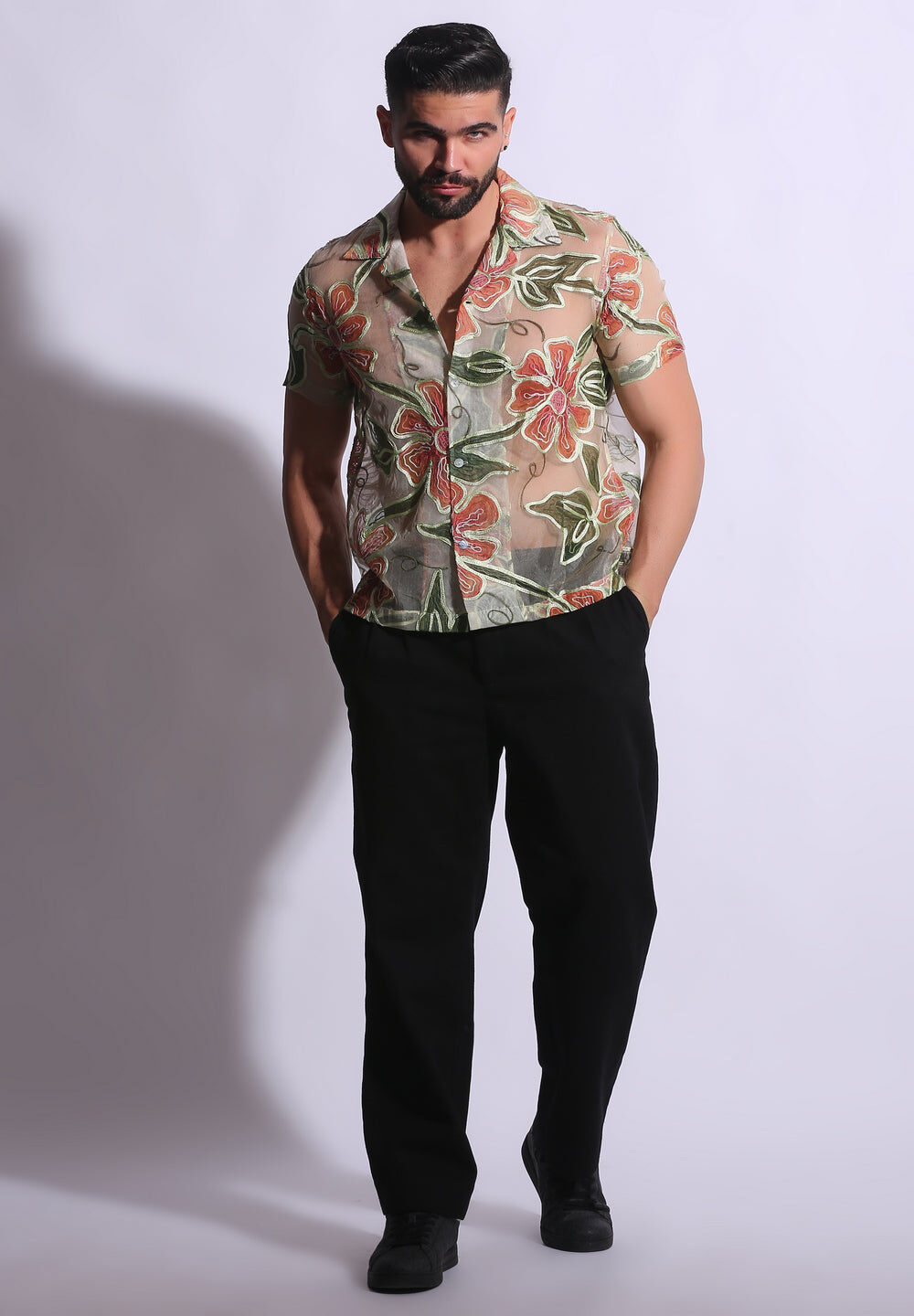 Sheer Floral Viscose Shirt