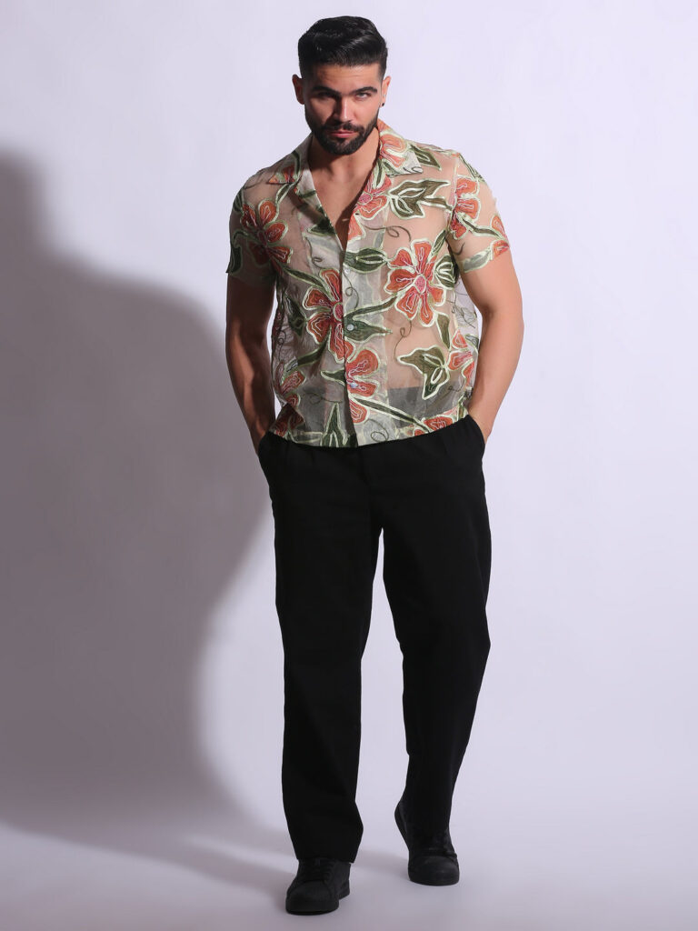 Sheer Floral Viscose Shirt by The Mitesh